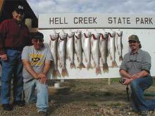 Neil Martin, John Ensign and I with 3.5,6,7,7,8,9,10,11, and 13-pound lake trout.  Harold Wentland of Glasgow also fished with us and caught 5, 8 and 12-pound lake trout.