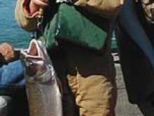 Grady Gilpatrick of Lewistown, MT with a 5 pound lake trout.