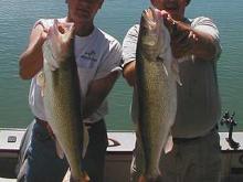 C. B. Schantz of Miles City with a 30.25 inch, 11.12 pound walleye and myself with my personal best walleye of 32.75 inch, 14.37 pound. The bigger fish was good for the biggest walleye of the Hell Creek Tournament.