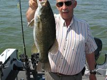 Bernie and a big Fort Peck smallmouth bass.