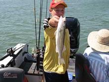 Tanner Edward of Billings, MT with his first-ever walleye.