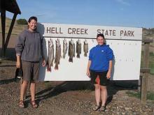Ashley Beyer and Windy Davis with a 6 and 5 pound northern pike a pound walleye and a 4.5, 1.5 and 1.5 pound smallmouth bass.