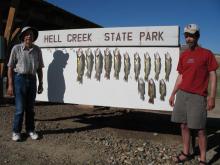 Don Gazda of Jackson, MN and son Randy of Grear Falls, MT with their first day catch.