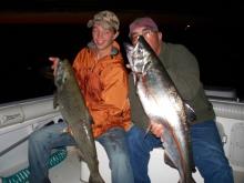 Gentry and Monte Reder of Miles City, MT with two Chinook salmon.