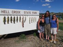 Brandy Grant and Justin Billing of Wasilla, AK and Sharon Billing of Broadus, MT with their days catch.