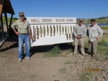 Wayne Butts of Harlowtown, MT and Jerry Reaver and Kevin Roberts both of Billings, MT with their days catch.