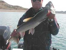 John Gilpatrick of Hilger, MT with a 12# lake trout.