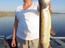 Jeannie Thompson of Littleton, CO with a 30 northern pike.