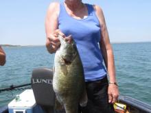 Sharon Billing with a 4 pound smallmouth bass.
