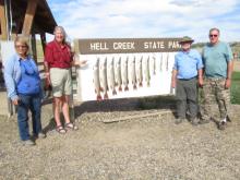 Leanne Harvey Nora Taylor and Fred Taylor and Jim Haevey with their days catch.