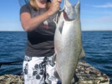 Shannon Fairchild with a 20 pound chinook salmon.
