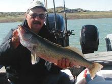 Monte Reder of Miles City, MT with a 10 pound trophy walleye.