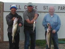 Doug Ramsey of Hagerman,ID with a 6.68 pound, Gary Bertellotti of Helena, MTwith 1.03 pound and Gene Waltz of Lewistown, MT with a 9.64 pound walleye. .