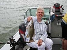 Erma Rollins of Billings, MT with a 2.5 pound smallmouth bass.