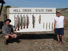 John Ensign and Neil Martin of Miles City, MT with a 10, 9, 6, 6, 6 northern pike and a 26.5