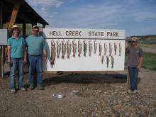 Linda, Monte and Gentry Reder of Miles City, MT with a day catch.