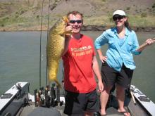 Dean Waltee and Windy Davis of Miles City with Deans 9 pound Bugle Lips.