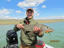 Kris Kumlin of Bozeman, MT with a 5 pound northern pike caught on a fly.