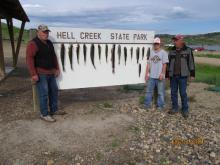 Guy and Cole Fairchild and Brad Berendt of Clyde Park, MT with their days catch.