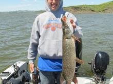 Wyatt Fairchild of Clyde Park, MT with a 6 pound northern pike.