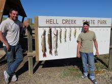 Tyler Trogden and Leo Pluhar both of Miles City, MT with their days catch.