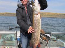 Becky Studer of Goodland, KS with a 37, 14 pound northern pike.