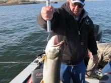 Glen Bollinger of Brockway, MT with a 11 pound lake trout.