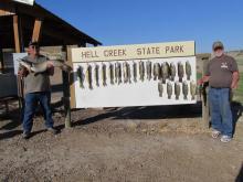 Bruce Kellogg and Roger Mohring of Ionia, IA with their third days catch.