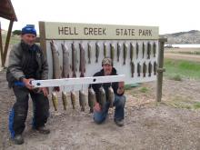 Craig Putchat of Jordan, MT and Clarence Osmak of Mason, WI with their days catch.