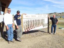 Jake and John Klamm and Mark wiedeman all of Miles City, MT with their days catch.