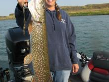 Laurie Carmichael of Goodland, KS with a 32 northern pike.