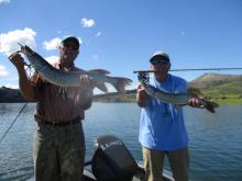 Kip Dean and Dave Hanna with their first double of northern pike.